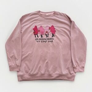 On Wednesdays We Wear Pink Ghost Crewneck Mean Girls Halloween XL Oversized Cozy